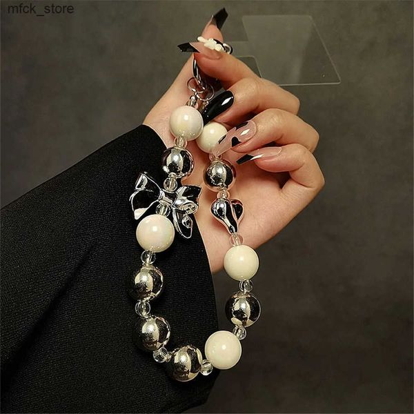 Cell Straps Charms Case Keychain Decorative Accessories Phone Creative Beaded Heart Lanyard iPhone Samsung For J241203