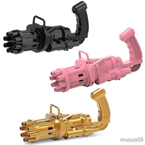 Sand Play Water Fun New Kids Gatling Bubble Gun Toys Summer Automatic Soap Water Gatling Bubble Machine Children Indoor Outdoor toy Blower B