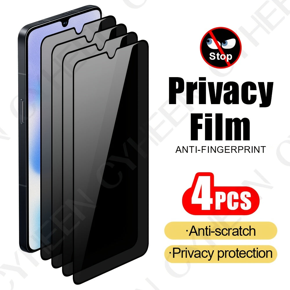 TEMU 4 Anti-peep Tempered Glass Screen Protectors Suitable For A16-a06, Anti-peep Tempered Glass For A05-a15 4g-a25 Full Screen Protection,