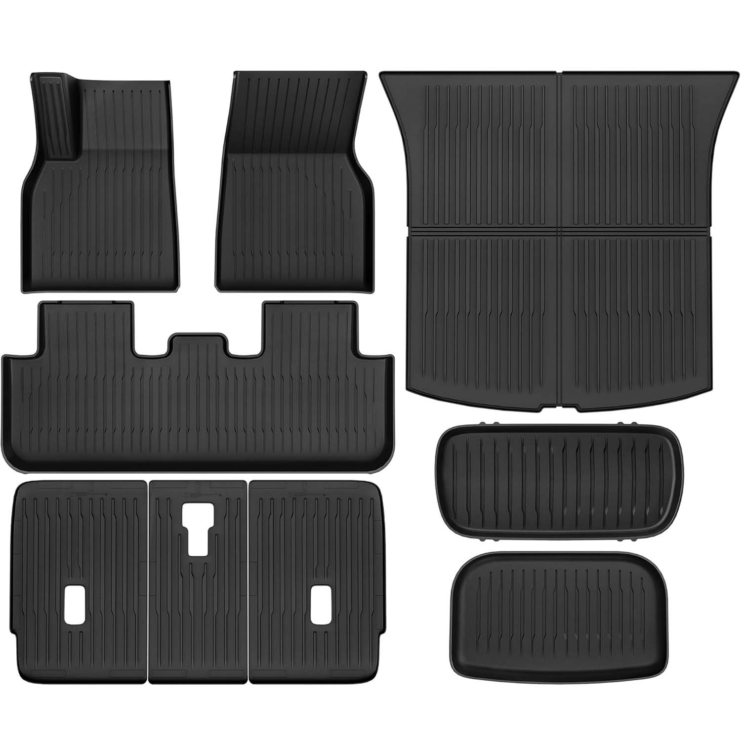 YITAMOTOR 9-Piece All-Weather Floor Mat Set for Tesla Model Y (5-Seater) - Full TPE Interior Protection