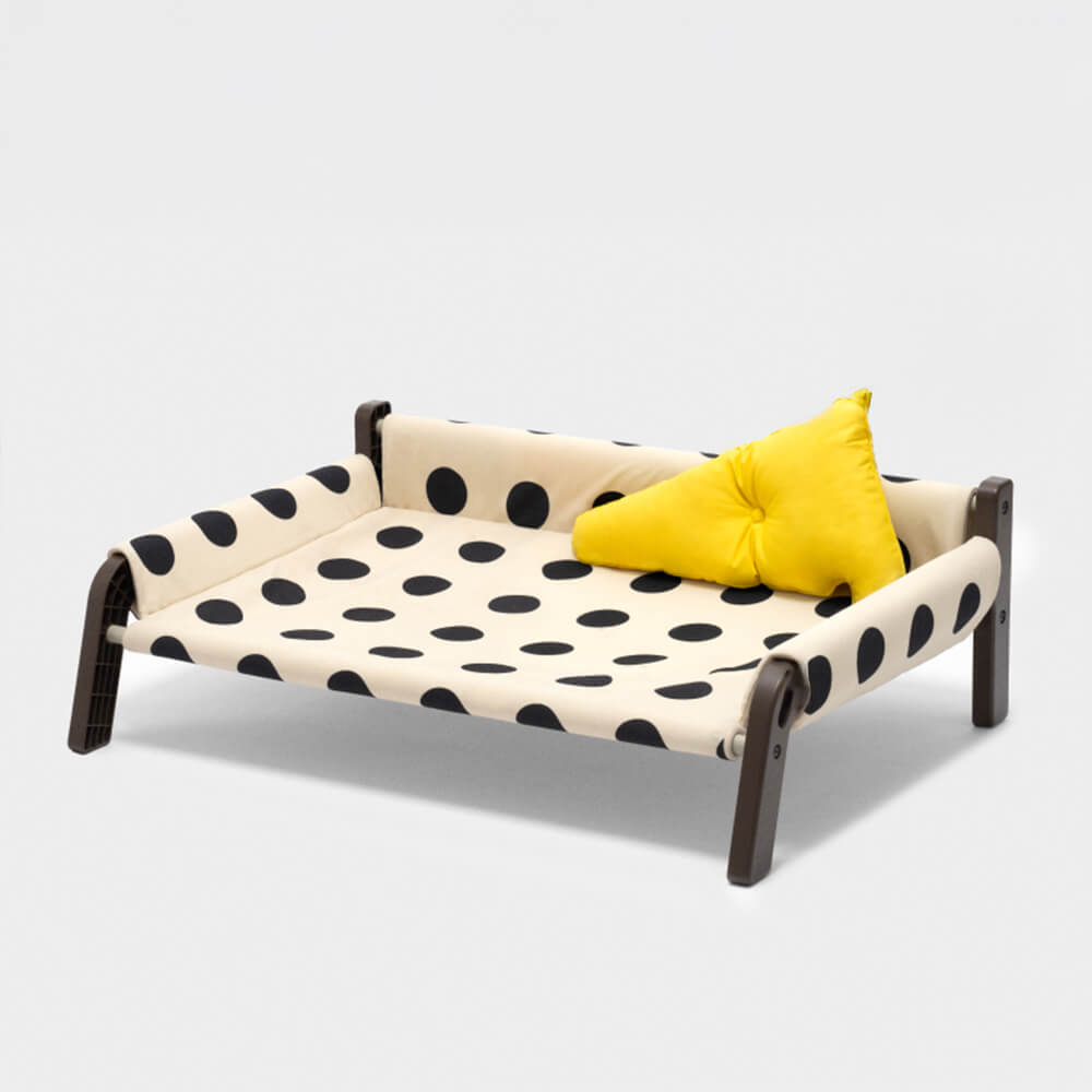 Frosted Suede Polka Dot Elevated Dog Bed, M