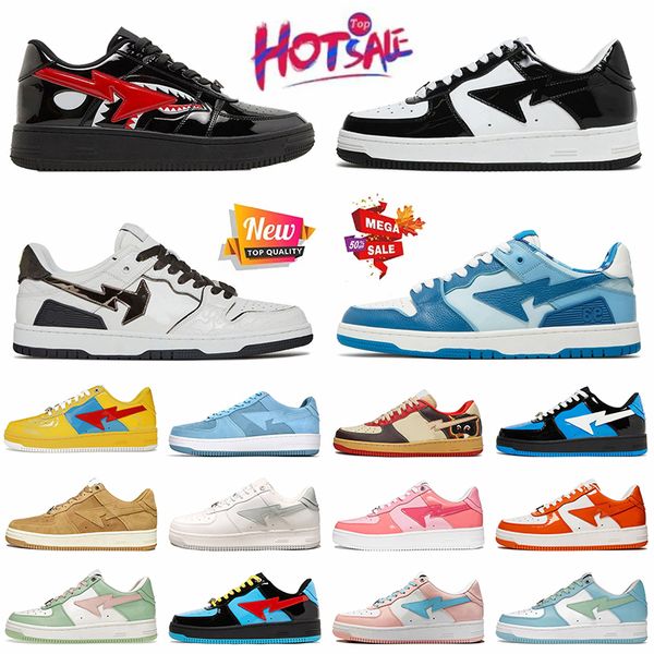 Wholesale Womens Mens SK8 Stas bapestaas Skateboarding Sneakers Platform Leather Patent Flat Designer Casual Shoes Luxury Jogging Silver Out
