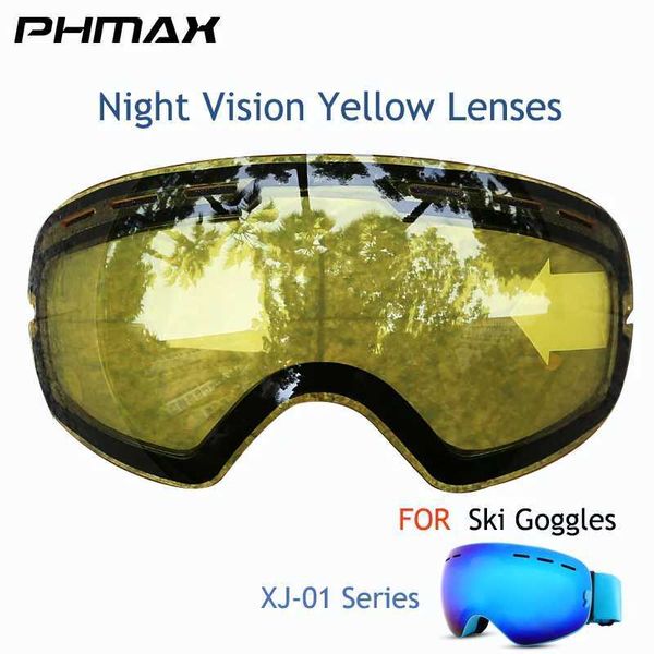 PHMAX ski goggles lens anti fog UV400 protection multi-point lens replacement yellow night vision lens suitable for XJ-01 CL241010