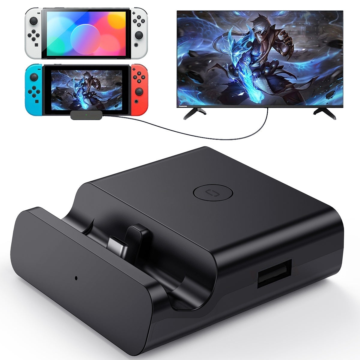 TEMU For Dock For Switch Docking Station For Tv, Usb C To 4k Hdtv Multiport Adapter, Portable Pd Charger Dock For Switch&oled, Switch Accessories,