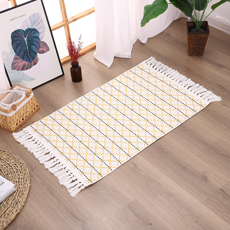 Ethnic style cotton floor mat ins tapestry handmade jacquard carpet