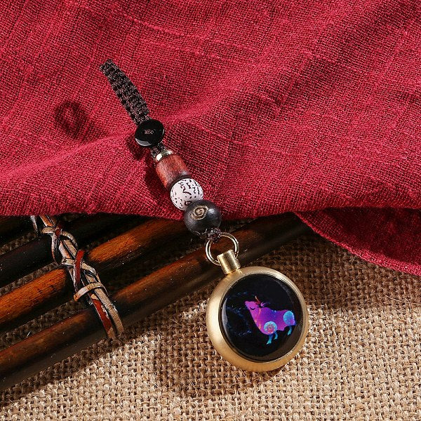 Laiton lumineux & lampwork douze décorations pendantes tournantes du zodiaque