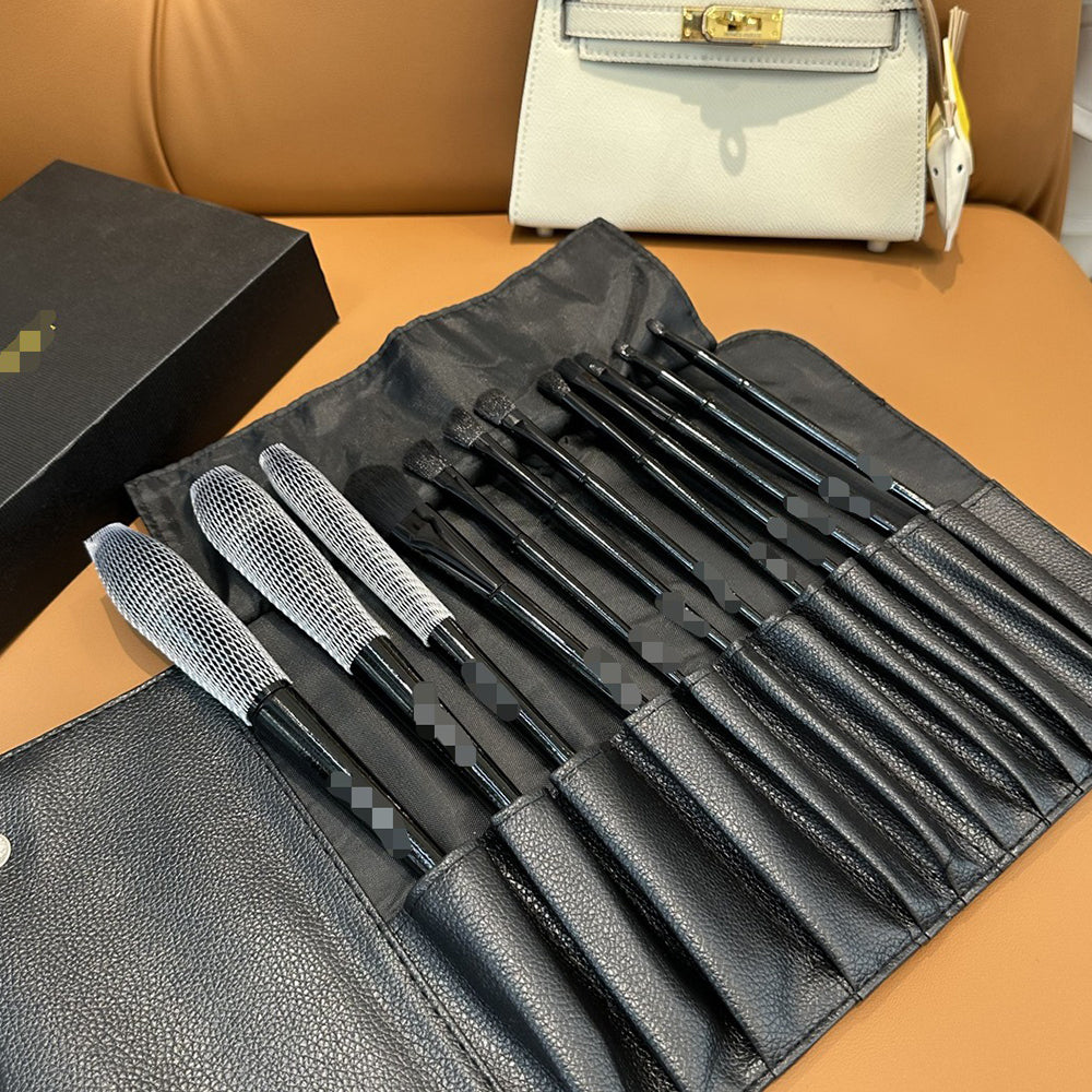 Designer Black Makeup Brush Letter Logo Makeup Brush Makeup Tool 12 PCS with storage bag Gift Box Girl Valentine&#039;s Day Birthday Gift
