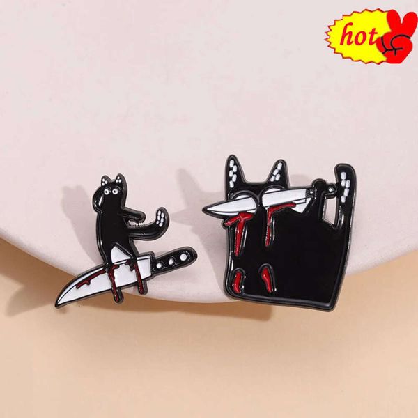 dark cat skull Dog Dinosaur Cat Head Metal Brooch Pins Denim Hat Badge Collar Jewelry Gift for Women