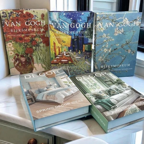 Abstract Monet Van Gogh Decorative Books Book Storage Box Interior Decoration Coffee Table Bedroom Living Room Decor 250117