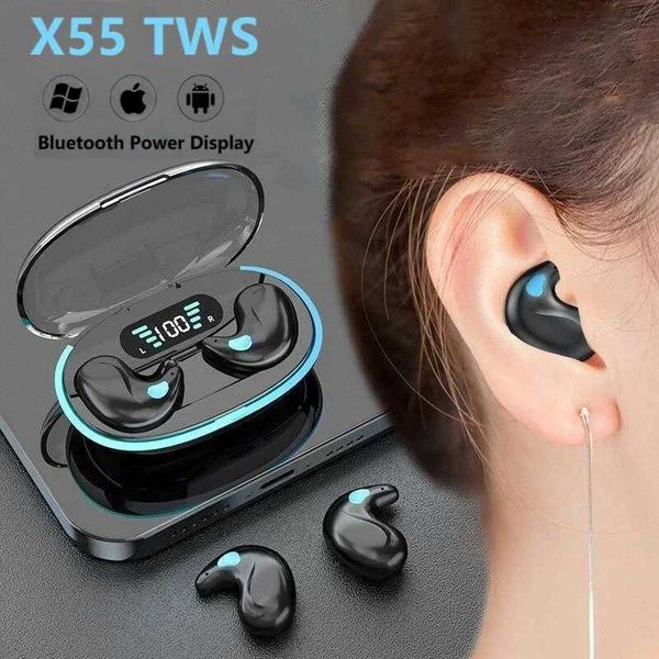 X55 Sleeping Earbuds Wireless Mini Headphones For Work TWS Bluetooth Earphone Stereo Hidden Headsets with Mic HD Call WaterproofCL240801