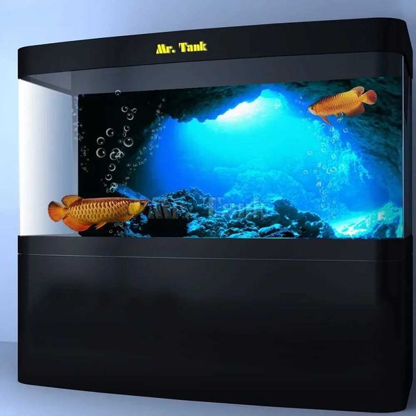 Mr.Tank 3D Effect Underwater Sunlight Rays Cave Aquarium Background Sticker Static Cling Film Fish Tank Backdrop DecorationsLX241107