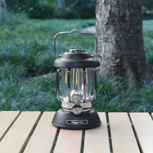Solar Camping Lantern Camping light retro portable 6000mAh outdoor Kerosene retro camping light 3-light mode tent light for hiking in the co