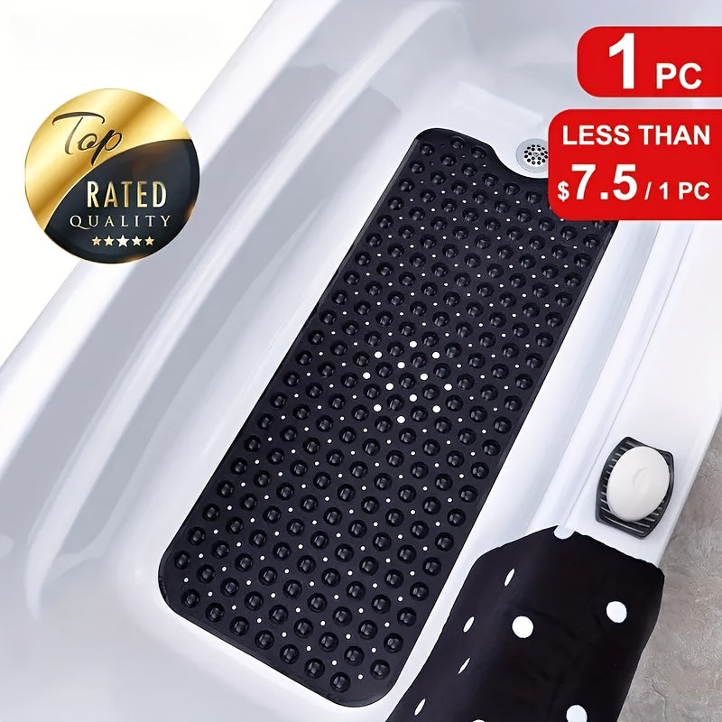 TEMU Extra Long Non-slip Bath Mat With Suction Cups - Large Bath, Machine Washable Quick- Carpet With Drain Holes, Non-slip Bathtub Mat For Bathroom,