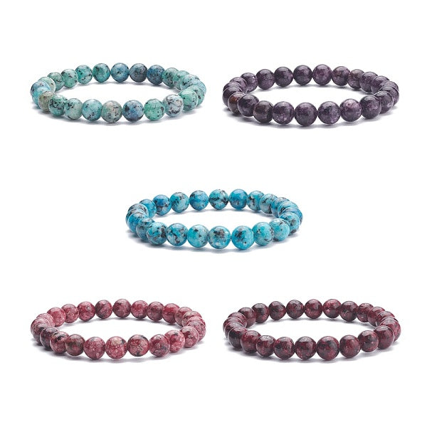 Stretcharmband mit runden Perlen aus natürlich gefärbtem Sesamjaspis