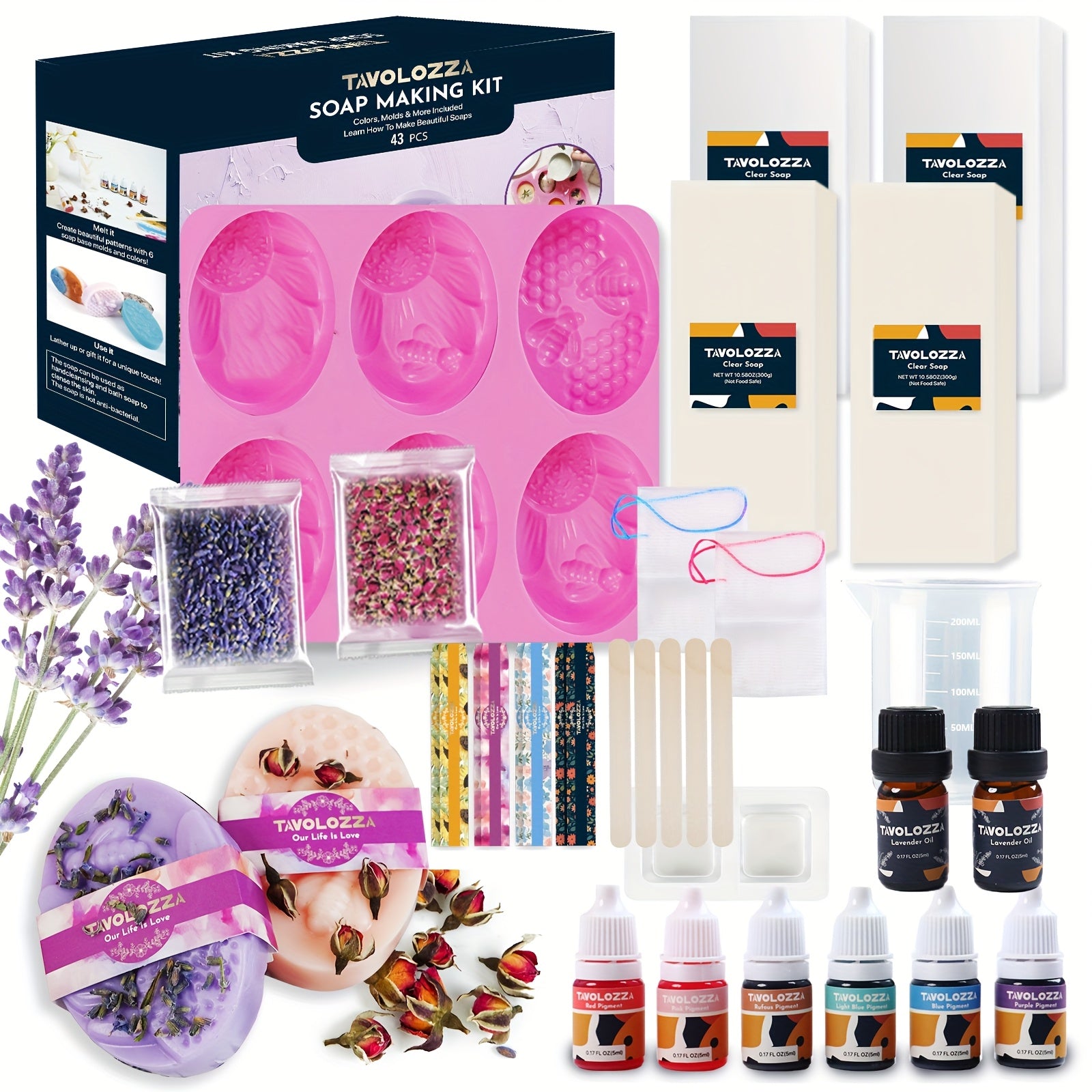 TEMU Tavolozza Soap Making Kit- Diy Craft Kit With Silicone Mold-dried Flowers-pigments For Adults Gift Idea