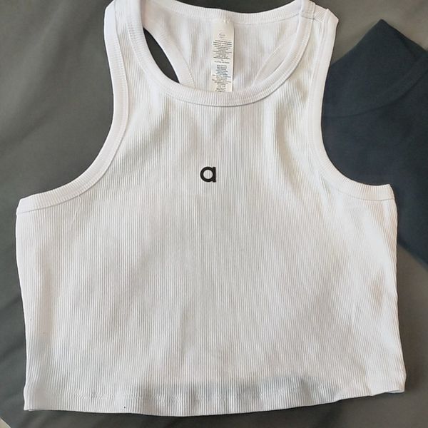 alosweats Designer Tank Top Woman Ribbed Cropped Sports Vest Knitted Casual Sleeveless Yoga Bra Fitness Running Sweattops 8Ae