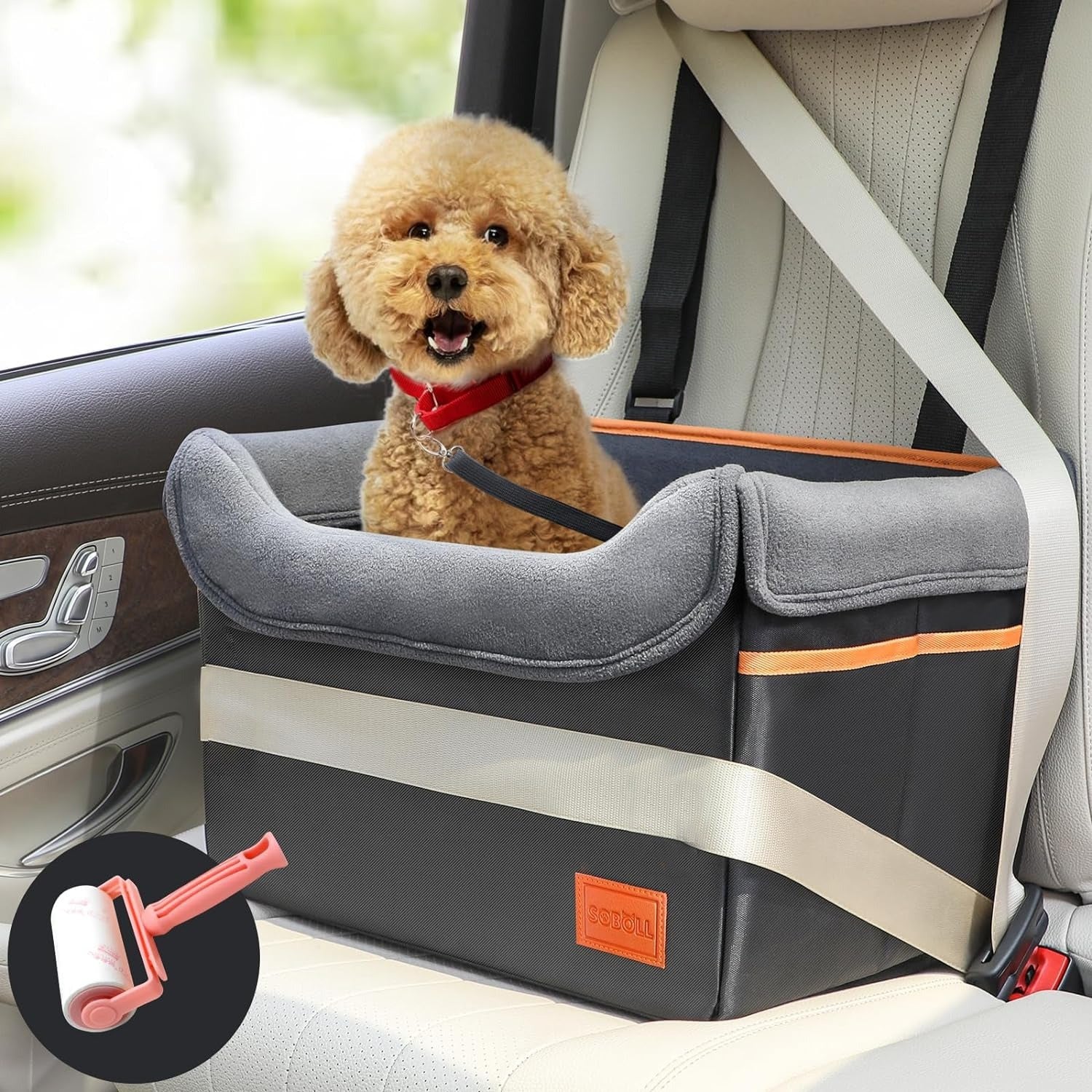 TEMU High Quality Small Dog Car Seat Cover With Thick Memory Foam Padding & Adjustable Safety Harness - Booster Clip-on Pet Travel Bed For Up To 25