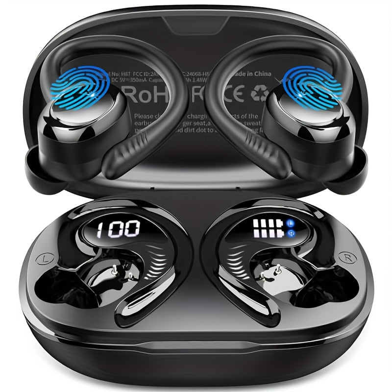 TEMU Q38 Wireless Earbuds Sports Earbuds, 2024 Wireless 5.3 Earbuds 3d High Fidelity Stereo Headworn Earbuds, 48 Hour Earloop Earbuds With Noise