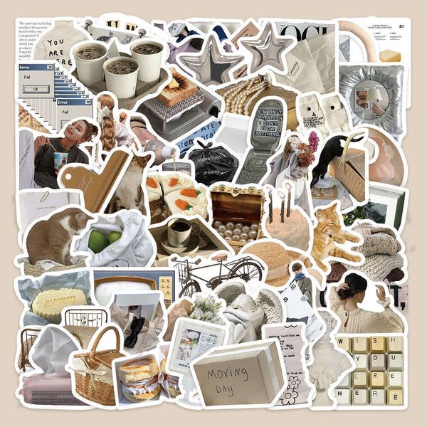 63 Ins lazy style stickers, materials, phone cases, hand account books, iPad decorative waterproof stickers