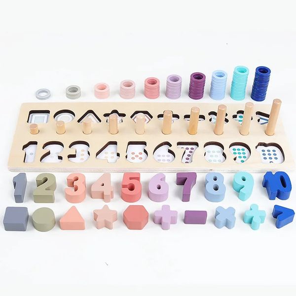 Wooden Montessori Toys Preschool Count Geometric Shape Cognition Match Baby Early Education Teaching Aids Math Toy Z250102