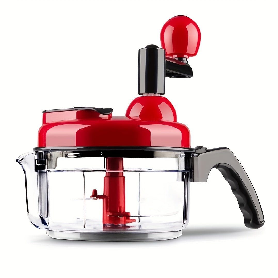 TEMU Qzukoy Chopper, Quick Manual Vegetable Processor, Easy To Clean Rotary Dicer Mincer Mixer Blender For Onion, Garlic, Salad, Salsa, Nuts, Meat,