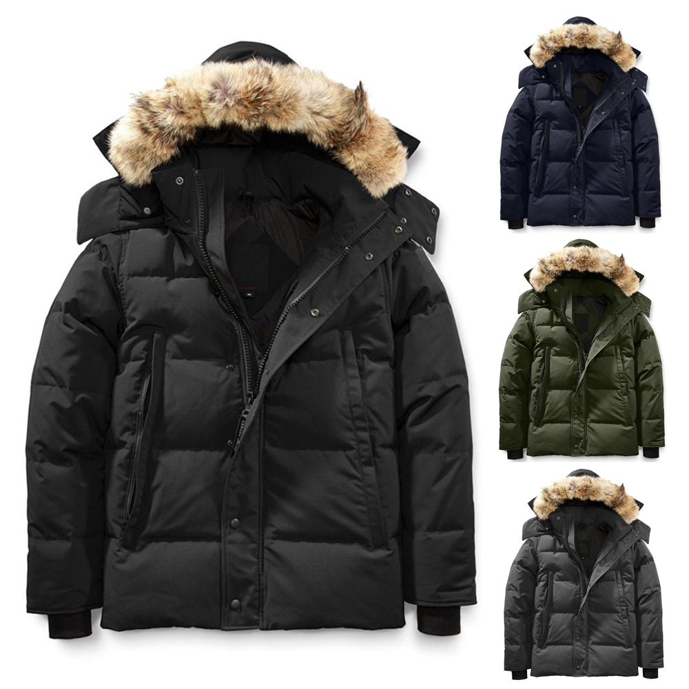 Men puffer jackets Canada designer real coyote fur outdoor Wyndham windbreaker jassen outerwear hooded fourrure manteau down jacket coat parka