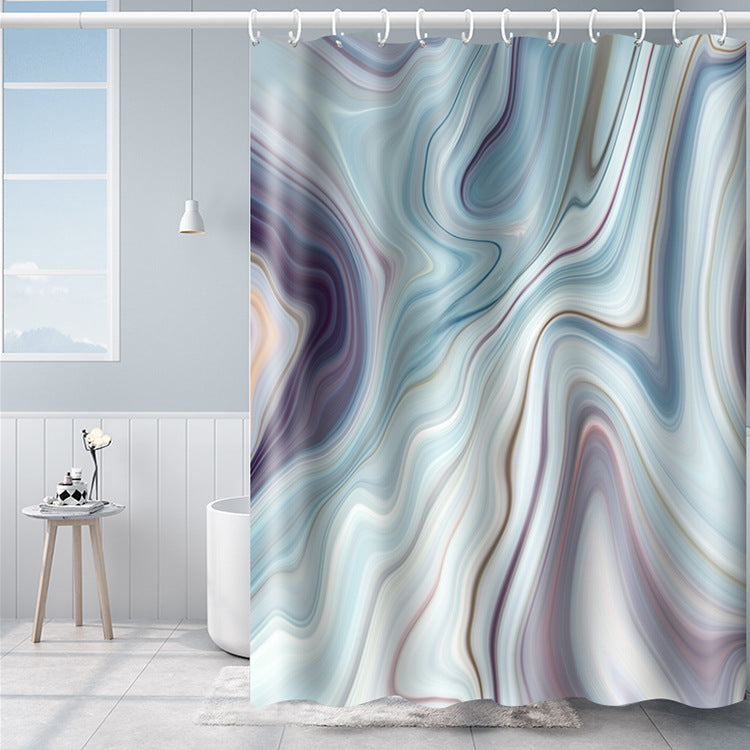 YL-36951 Manufacturer Spot Digital Printed Fabric Shower Curtain Waterproof Thickened Bathroom Partition Curtain with Hook