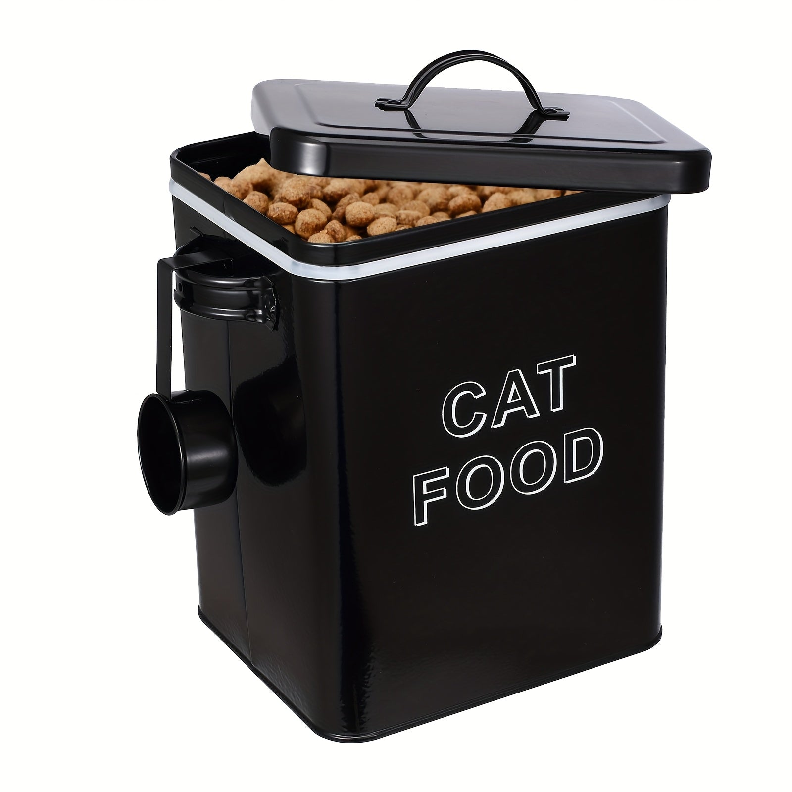 TEMU Cat Food Storage Container Farmhouse Pet Food Storage Containers With Lid And Scoop, Metal Cat Food Container Tin Great Gift For Pet Owners