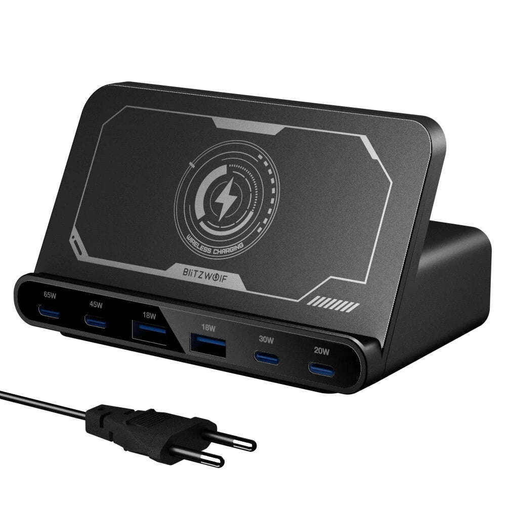 BlitzWolf® BW-S27 160W 6-Port USB PD Desktop Fast Charger 2USB-A+4USB-C PD3.0 QC4.0 AFC FCP SCP PPS PE with 15W 10W 7.5W