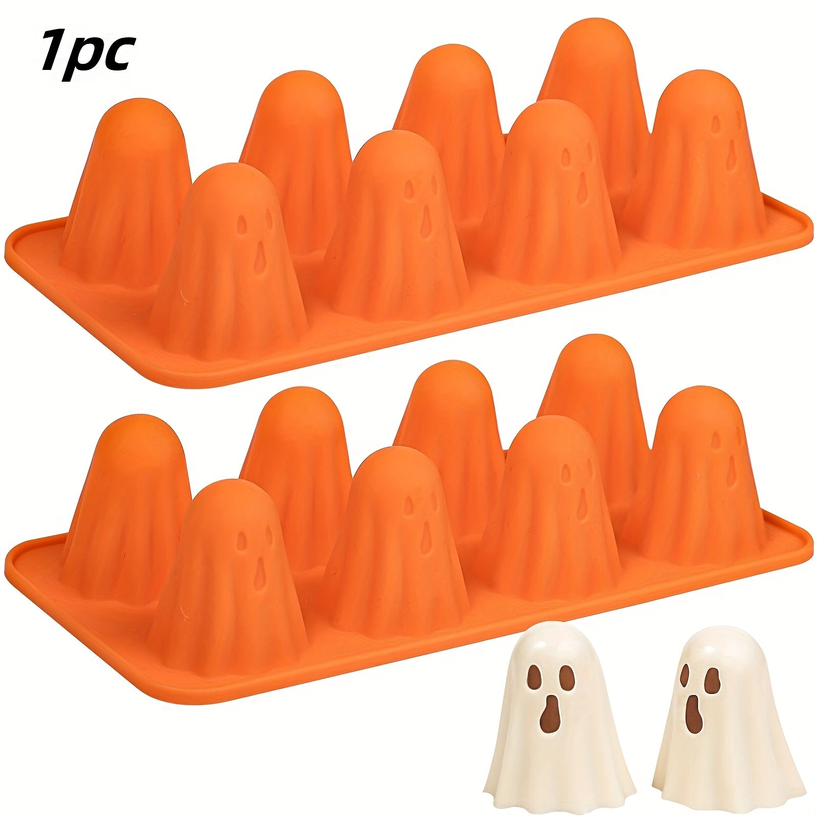 TEMU 1pc Silicone Mold - Halloween-themed Kitchen Tool For Making Spooky Treats, Orange Silicone Mold With Multiple Compartments, Fun And Festive