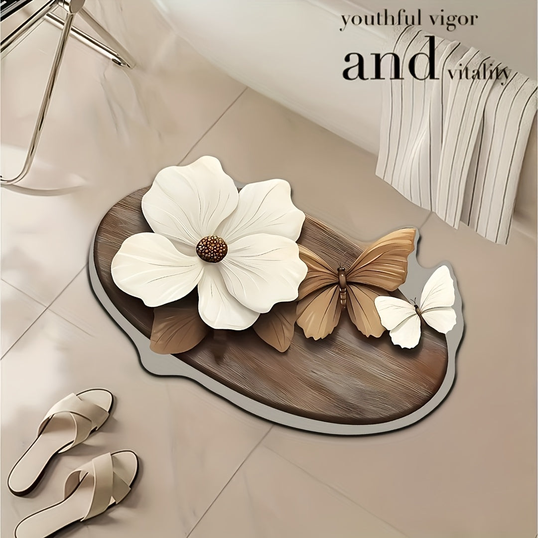 TEMU Bathroom Floor Mat, Bathroom Non-slip And Water-absorbing Toilet Strong Door Mat, Bathroom Mud Quick-drying Foot Pad - Suitable For Bathrooms,