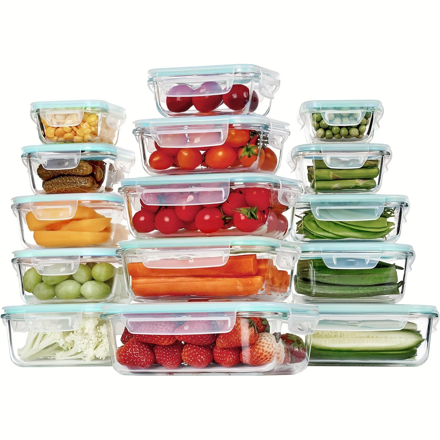 TEMU 15 Pack Glass Food Storage Containers With Airtight Leakproof Lids, Oven-microwave-dishwasher-, Heavy-duty Stackable Meal Prep Boxes, Pantry &
