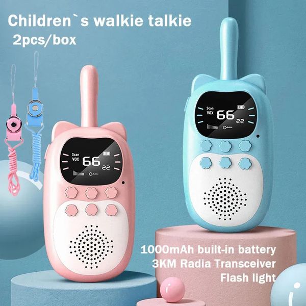 Toy Phones Kids Walkie Talkie 2PCS Electronic Toys Children&#039;s 1000mAh Gadgets Radio Phone 3km Range Christmas Birthday Gifts For Boys G