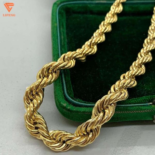 Lifeng Jewelry Thick Rope Chain Necklace Men Women 10mm Hip-hop 925 Silver Gold-plated Short Choker