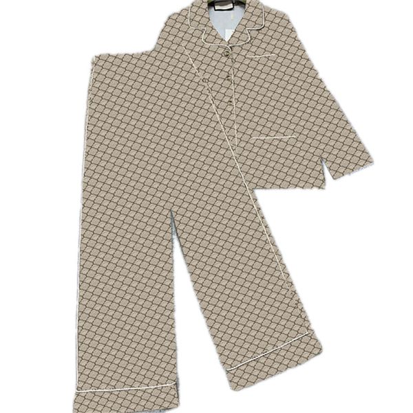 Letter Women Sleepwear Night Shirt Trousers Designer Long Sleeve Pajamas Tops Pants Set Spring Autumn Simulated Silk Cozy Homewear Pyjamas