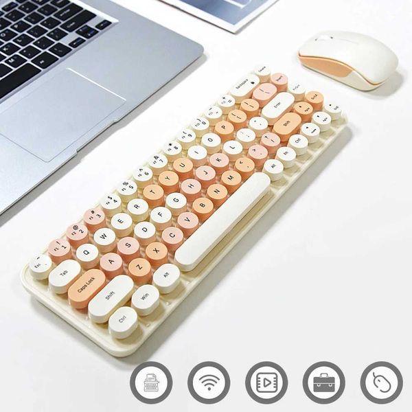 Keyboard Mouse Combo Mixed Color 2.4G Wireless Keyboard Mouse Set Circular Suspension Key Cap Ergonomics Keyboard for PC Laptop X250203