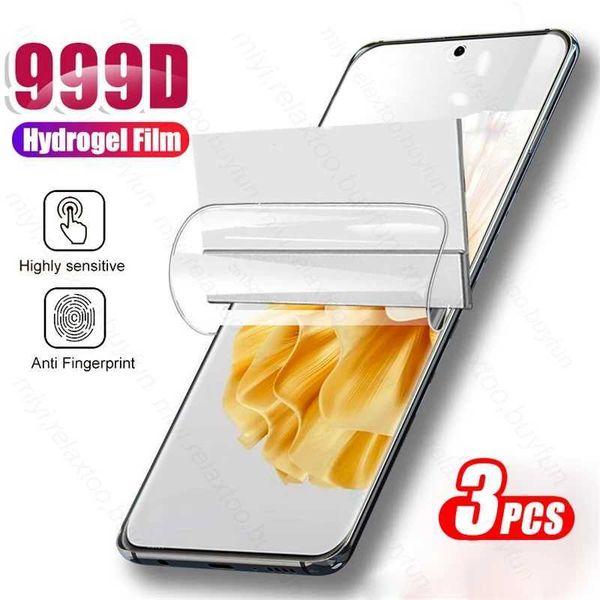 Cell Phone Screen Protectors 3PCS 999D Curved Soft Hydrogel Film For P60 Pro 4G Screen Protector Not Tempered Glass Huawey P 60 Art P60art P