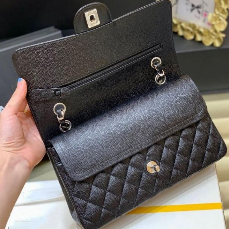 10A designer bag Top Tier Quality Jumbo Double Flap Bag Luxury Designer Real Leather Caviar Lambskin Classic All Black Purse Quilted Handbag Shoulde