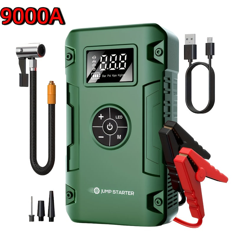 TEMU 9000a 7-in-1 Multifunctional Emergency With Air Pump, 150psl Portable Car Battery Starter, Digital Tire Inflator, Portable Vehicle Battery