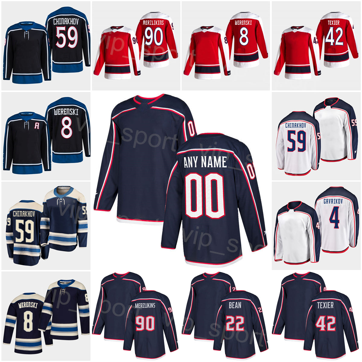 Men Kids Women Hockey Reverse Retro 90 Elvis Merzlikins Jerseys 27 Adam Boqvist 4 Vladislav Gavrikov 5 David Jiricek 59 Yegor Chinakhov 8 Zach Weren