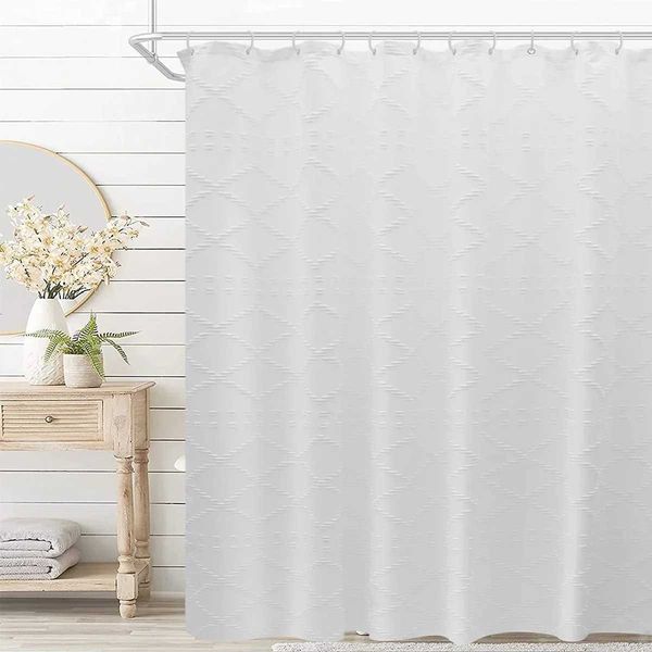 Textured Shower Curtain Waterproof Modern Rustic Minimalist Bathro Curtain Polter Fabric Padded Bathro Shower FittingT250122
