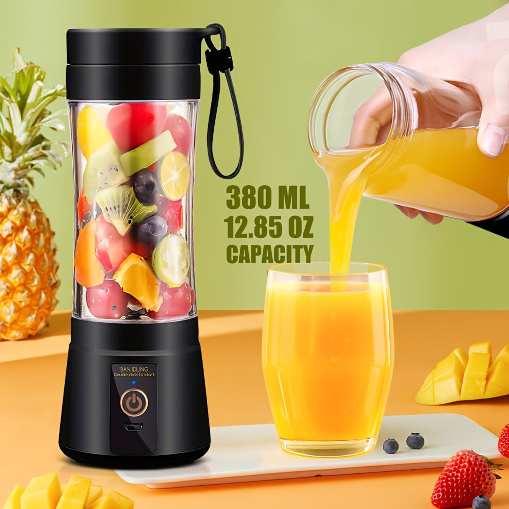 TEMU Portable Blender Cup, Electric Blender, Mini Blender Portable Blender For Shakes And Smoothies, Juice, 12.85oz, 2000mah, 6 Blade With Safety