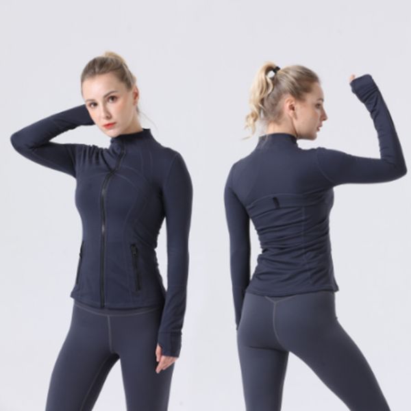 New lulus yoga clothing women&#039;s nude stand-up collar sports jacket running fitness long-sleeved zipper jacket lulul