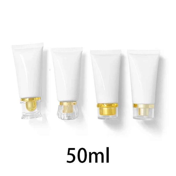Empty 50G White Plastic Cosmetics Squeeze Tube 50Ml Cleanser Cream Container Handmade Lotion Refillable Soft Bottles 10Pcs