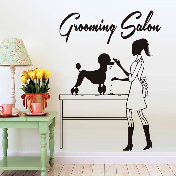 Wall Stickers Beauty salon wallpaper for pet shops dogs barber windows vinyl decals removable beauty accessories Z196 230403