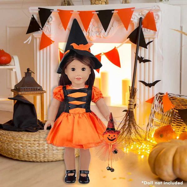 Doll costume pumpkin dress mobile lollipop set 18 inches 45cm baby doll newborn girl doll costume accessories Y250116