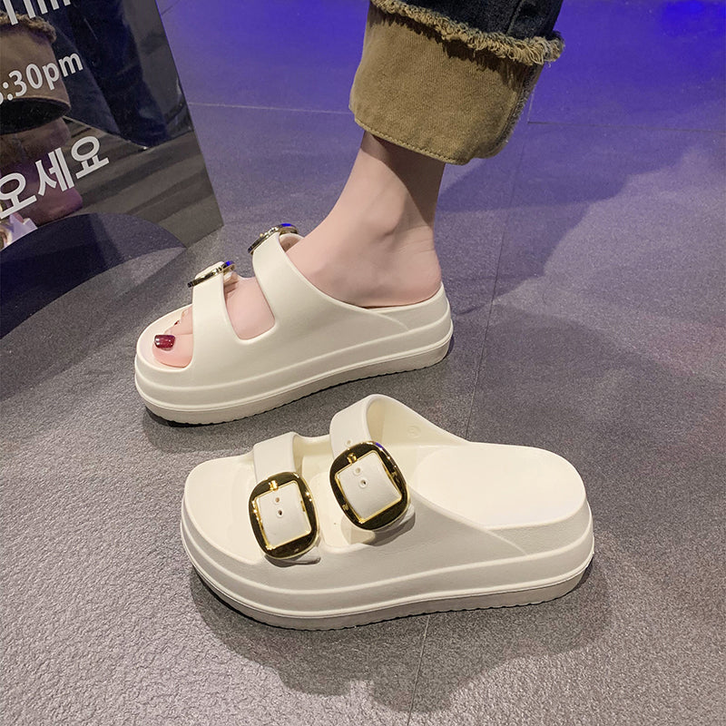 2024 Summer New Women&#039;s Shoes on The Poop Feeling Platform Slippers Women Wear The Trend of Open-toed Casual Sandals Women