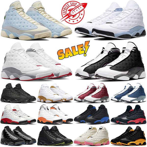 2025 Mens Basketball Shoes 13 Designer Sports Sneakers Outdoor Shoes Black Flint Blue Grey SoleFly Black Cat University Blue Lucky Green Bre