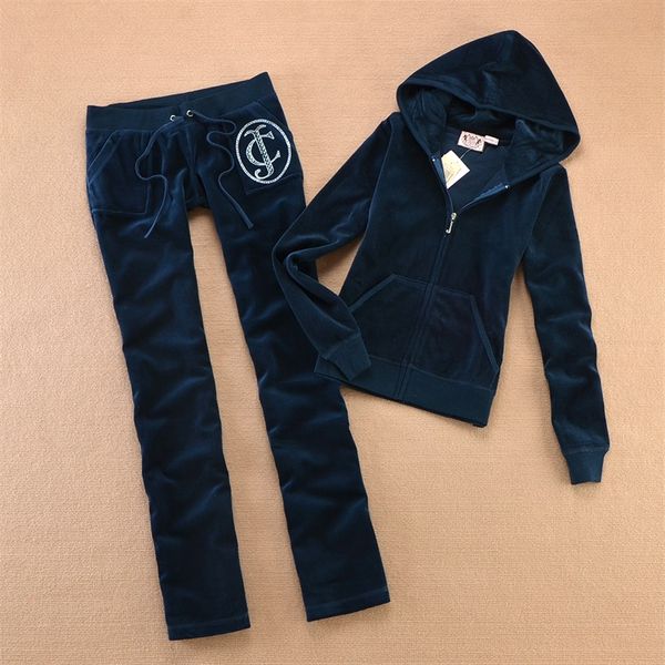 White Foxe Spring SpringAutumn Velvet Leisure Sports Conjunto suculento Corture Tracksuit feminino Molho comprido com capuz e calça duas pe