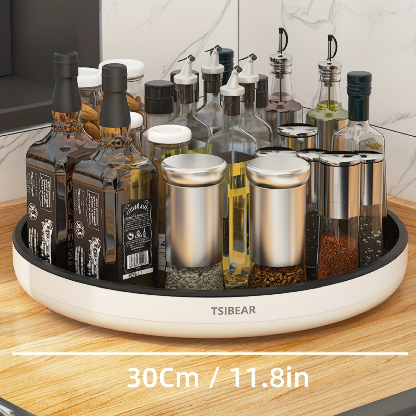 TEMU 360° Rotating Lazy Susan - Non-slip Spice Rack Organizer For Kitchen Cabinet, Countertop & Dining Table - Single-layer Turntable Tray For Jars &